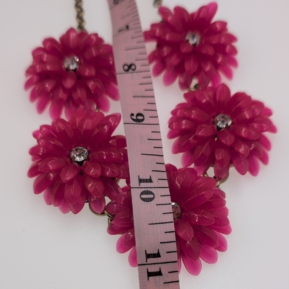 J. Crew Pink Dahlia Floral 3D Statement Necklace - Picture 5 of 7
